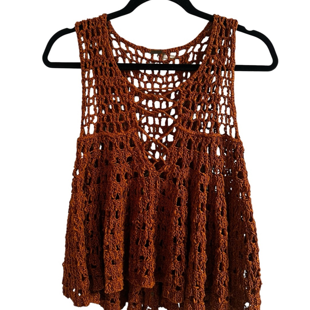 Free People Rust Crochet Tank Top